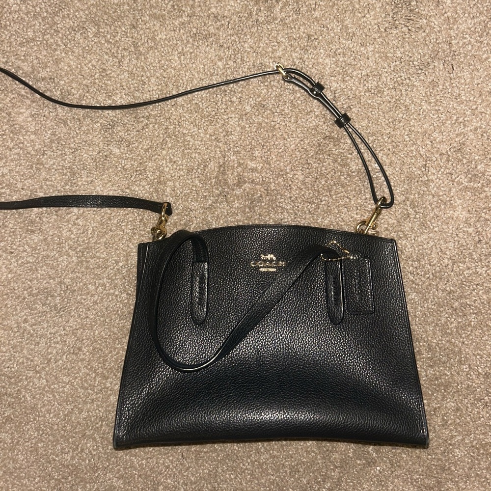Classic Coach Black Pebbled Leather Shoulder Bag
